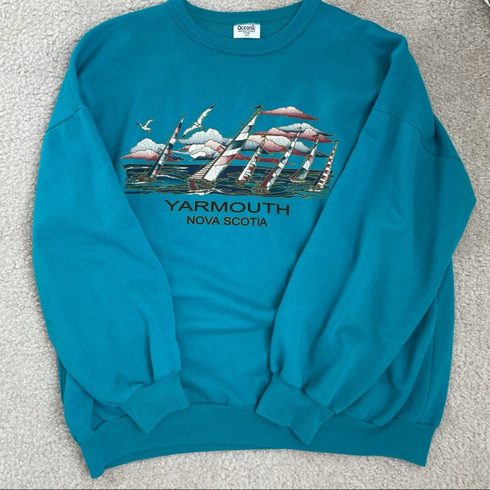 blue sweatshirt